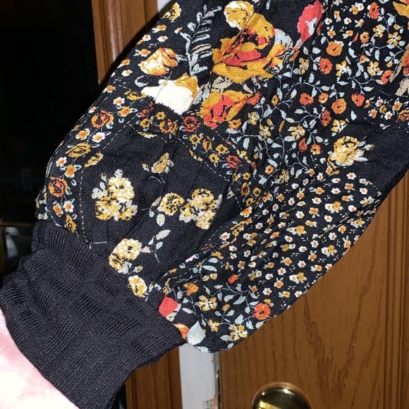 Maurices Black Ribbed Knit & Floral Patchwork Layered Scoop Neck Blouse - Picture 10 of 16